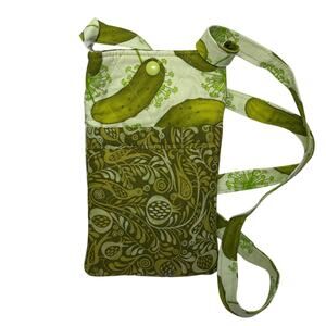 5x8” Green Quilted Cloth Pickle Crossbody Bag
